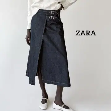 [택 포함 새상품] ZARA 자라 데님 크로스오버 스커트 M