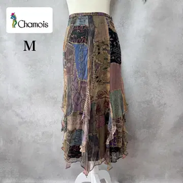 [ 새상품 ] Chamois 롱 스커트 실크 100% 올 패턴