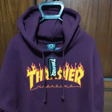 새상품, 미사용 THRASHER 프레임 로고 풀오버 후드티 XL