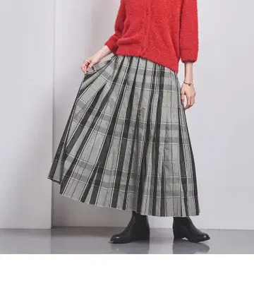 UNITED ARROWS 샴브레이 타프타 플리츠 스커트