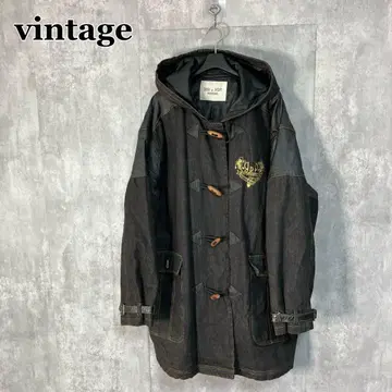 빈티지 데님 더플 코트 구제 의류