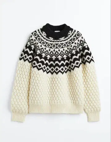 택 포함 미사용 새상품 페어아일 패턴 노르딕 무늬 니트 스웨터 H&M
