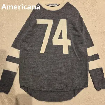 Americana 넘버링 니트 래글런 그레이 x 화이트 새상품급