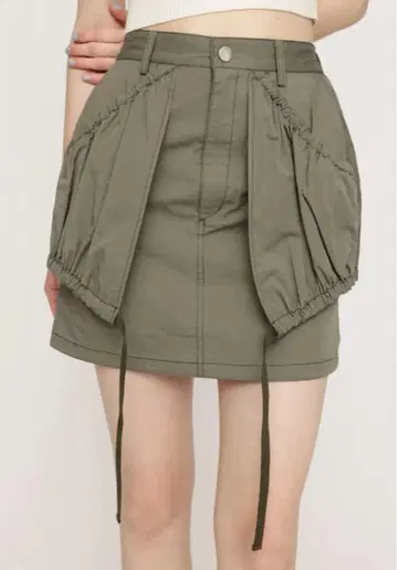 SLY SHIRRING PK 숏 스커트 카키1