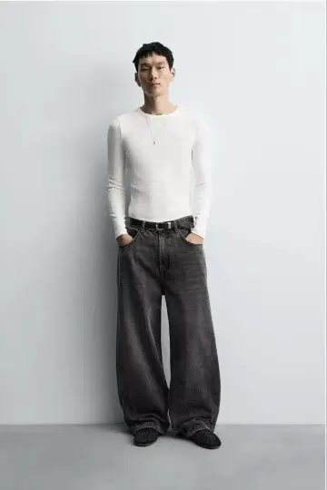 ZARA 배기 핏 청바지 그레이 EU34 (JP28)