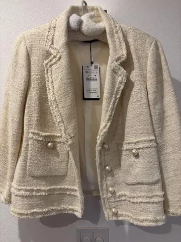 ZARA 크림색 트위드 자켓 XL 사이즈 미사용 새상품