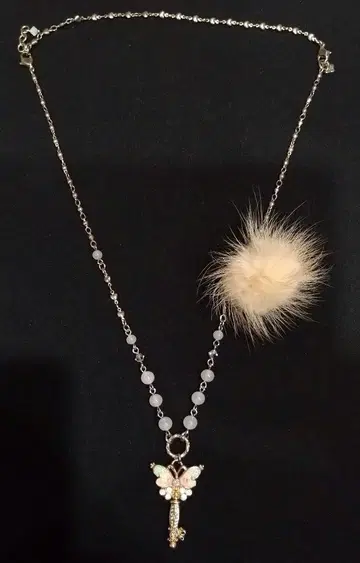 [ ANNA SUI ] 버터플라이 열쇠 롱 목걸이 퍼 포함 익명 배송