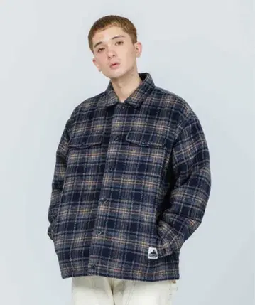 XLARGE 네이비 체크 무늬 자켓