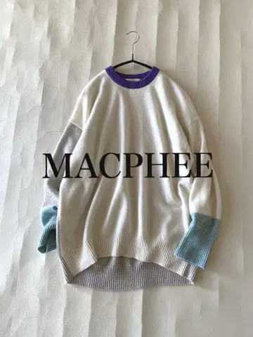 투모로우랜드 MACPHEE 뉴질랜드 램스울 100% 배색 절개 니트