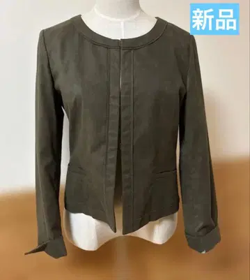 MICHEL KLEIN 새상품 올리브 그린 노카라 자켓