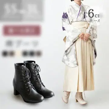 하카마용 레이스업 부츠 블랙 M 사이즈 하카마 부츠 졸업식 부츠 레이스업