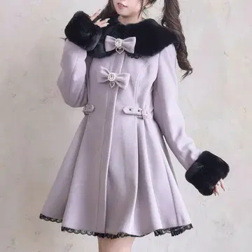 Nogenki 리본 싱글 브레스 코트 퍼플 보라색 양산형 지뢰