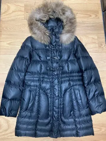 퍼 후드 블랙 다운 자켓