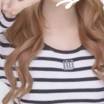 CYDA 스트라이프 리브 니트 상의