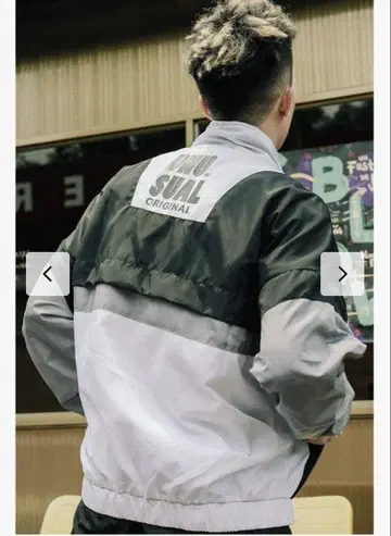 UNUSUAL 나일론 자켓 블랙/화이트/그레이