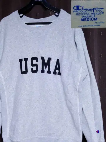 Champion USMA 단색 택 복각 BEAMS 별주 리버스 위브