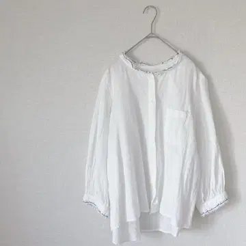 써니클라우드 프릴 블라우스 코튼 린넨