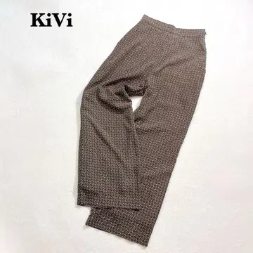 KiVi 기하학 패턴 와이드 팬츠 M 브라운 캐주얼