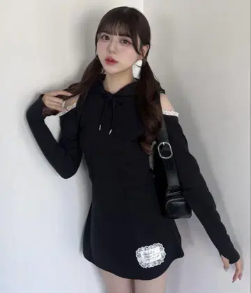 올리브 데 올리브 유이 원피스 후드티 원피스 블랙