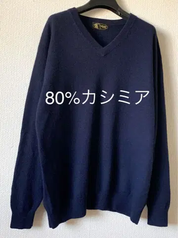 CASHMERE GREEN HAWK 캐시미어 V넥 스웨터 L 네이비