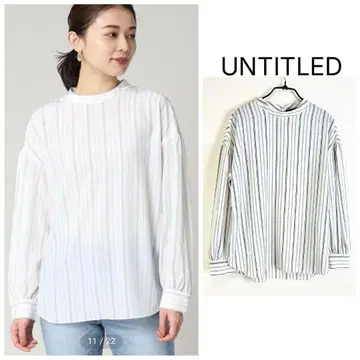 UNTITLED 스트라이프 패턴 스탠드넥 블라우스