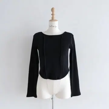 SeaRoomlynn C/L Fluffy 프론트 업 롱T 블랙 M