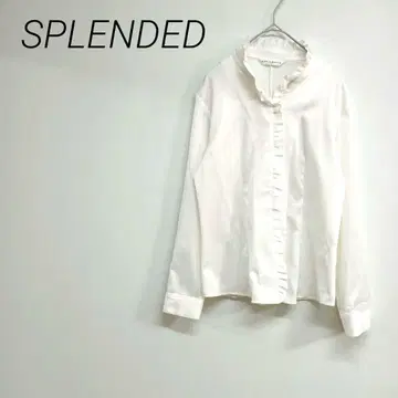 SPLENDED 프릴 옷깃 화이트 셔츠 긴팔 S 엘레강트 포멀