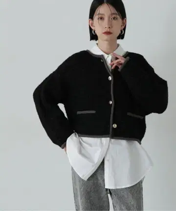 Natural Beauty Basic 아스트라칸 니트 트림 가디건