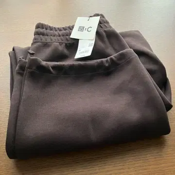 새상품 미사용 UNIQLO C 맨투맨 와이드 팬츠 다크 브라운 M