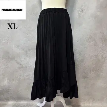나라 까미체 플리츠 스커트 비대칭 변형 롱 스커트 블랙