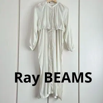 Ray BEAMS 긴팔 시어 셔츠 원피스 겉옷 루즈핏 아이보리