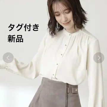 [ 미사용 새상품 ] 골드 버튼 스탠드 카라 블라우스 M
