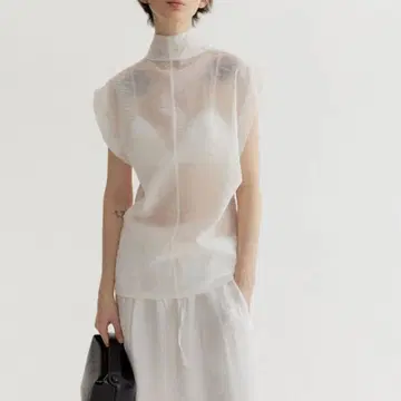 미사용품 스텔라 styra 리버서블 보타이 시어 블라우스 F 화이트