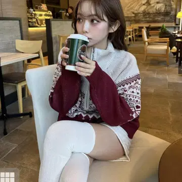 노르딕 무늬 하프 지퍼 니트탑[gn330]