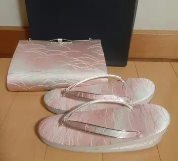 조리 와 백 세트 핑크 파도 무늬