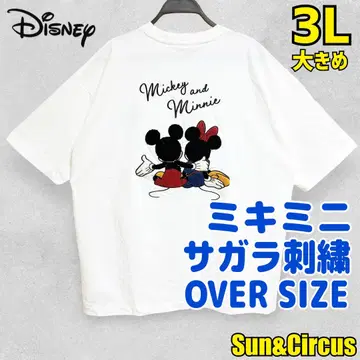 남성용 빅 사이즈 3L 미키 미니 Disney 자수 디자인 티셔츠