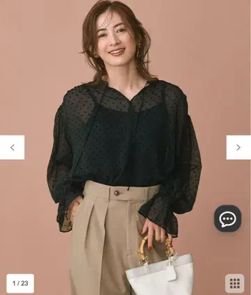 23구 도트 무늬 쉬폰 블라우스