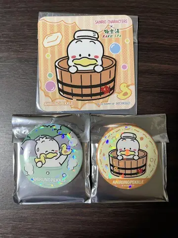 극락탕 산리오 오리 페쿠르 캔뱃지 코스터