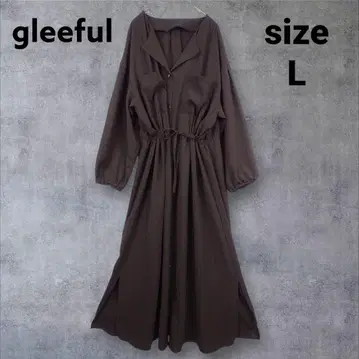 gleeful 허리 리본 셔츠 원피스 브라운 긴팔