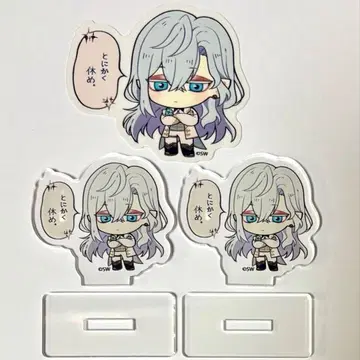 악마고양이 응원 미니 아크릴 스탠드 응원 클리어 스티커 시로 3개 세트
