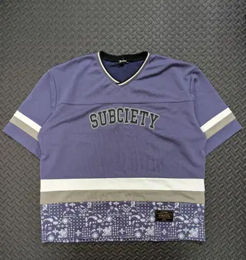 SUBCIETY 퍼플 V넥 티셔츠