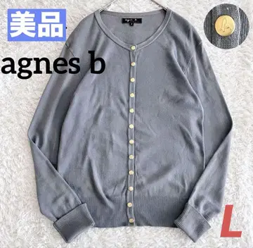 새상품급 agnes b. 니트 가디건 골드 버튼 블루 그레이 L 사이즈