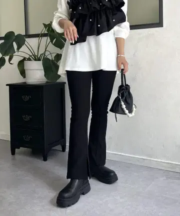 프로즈베일*안쪽 미세 기모 슈퍼 스트레치 슬릿 팬츠