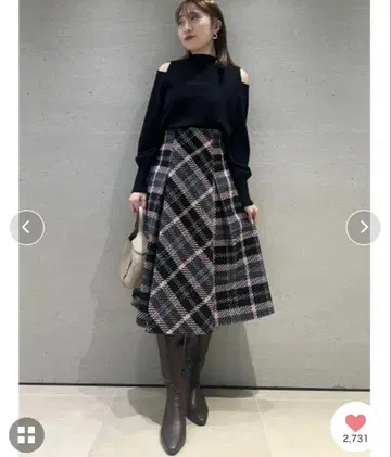 snidel 로빙 체크 롱 스커트