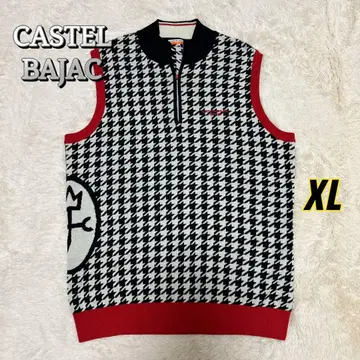 CASTELBAJAC 니트 베스트 하운드투스 체크 패턴 XL
