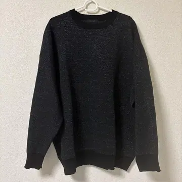 JEANASIS 12G 자카드 볼륨 슬리브 풀오버 블랙