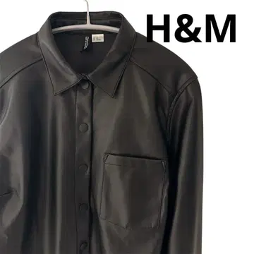 H&M 긴팔 셔츠 인조 가죽 셔츠 블랙 에이치앤엠