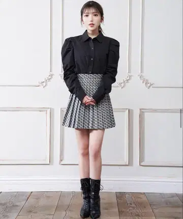 [ 새상품급 ] Darich DR 자카드 플리츠 스커트 S 블랙