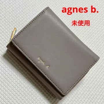 미사용 agnes b. 에네스베 가죽 3단 폴더형 지갑 그레이 미니 지갑