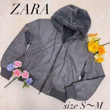 [ 자라 ] ZARA 리버서블 보아 자켓 여성용 S M 그레이